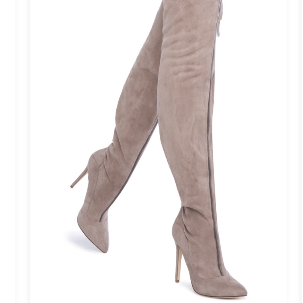 Over the Knee Heeled Zip Up Boots